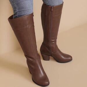 Extra Wide Calf Brown Wide Width Slouchy Knee-High Boots, 9.5XW